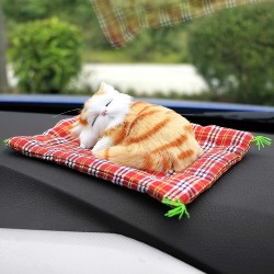 1pc Car Ornament, Cute Simulation Sleeping Cats With Sound Decoration Automobiles Lovely Plush Kittens Doll Toy Car Accessories Gifts